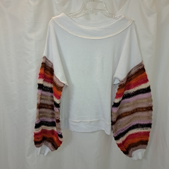 EUC We The Free Cha Cha Crochet Sweater Waffle Knit Oversized Size S Crochet - Picture 11 of 13